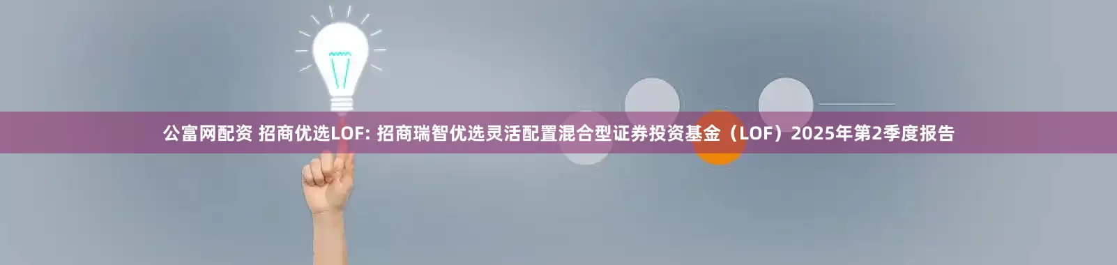 公富网配资 招商优选LOF: 招商瑞智优选灵活配置混合型证券投资基金（LOF）2025年第2季度报告